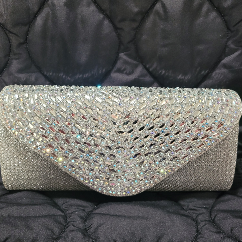 De Blossom Collection Glittering Silver Clutch